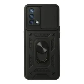Newface Oppo A74 4G Kılıf Pars Lens Yüzüklü Silikon - Siyah