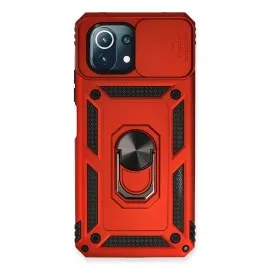 Newface Xiaomi Mi 11 Lite Kılıf Pars Lens Yüzüklü Silikon - Kırmızı