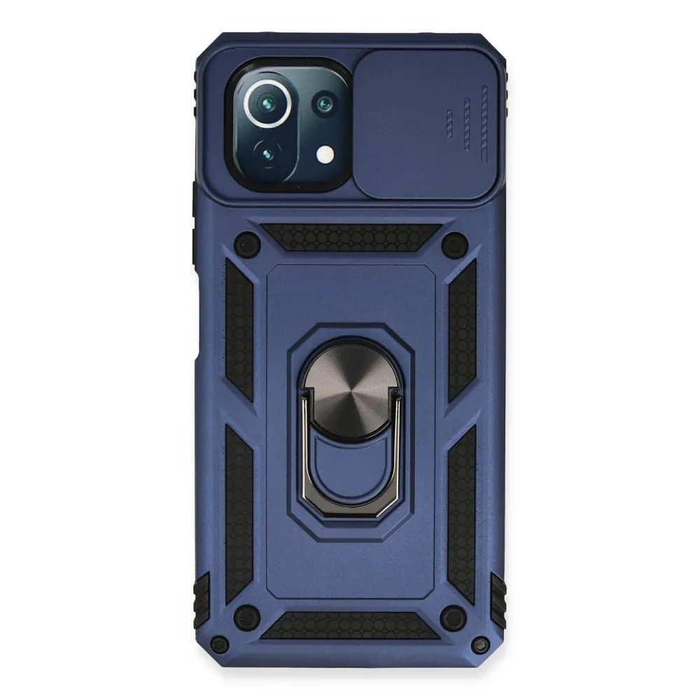 Newface Xiaomi Mi 11 Lite Kılıf Pars Lens Yüzüklü Silikon - Lacivert