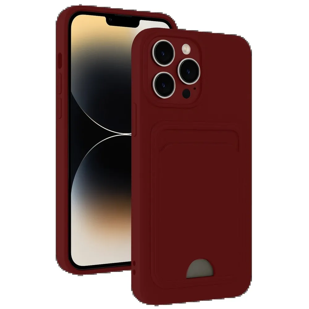 Newface Iphone 15 Pro Kılıf Kelvin Kartvizitli Silikon - Bordo