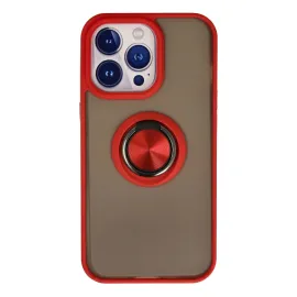 Newface Iphone 15 Pro Max Kılıf Montreal Yüzüklü Silikon Kapak - Kırmızı