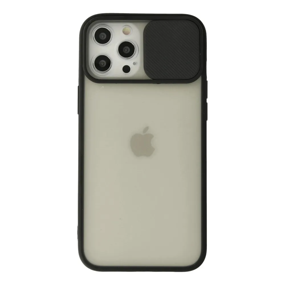 Newface Iphone 12 Pro Max Kılıf Palm Buzlu Kamera Sürgülü Silikon - Siyah