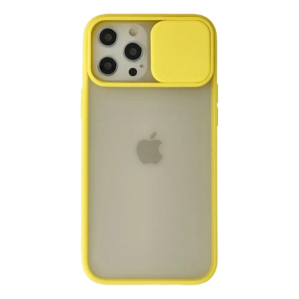 Newface Iphone 12 Pro Max Kılıf Palm Buzlu Kamera Sürgülü Silikon - Sarı