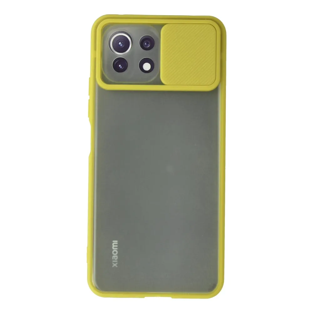 Newface Xiaomi Mi 11 Lite Kılıf Palm Buzlu Kamera Sürgülü Silikon - Sarı