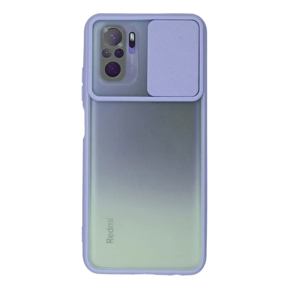Newface Xiaomi Redmi Note 10 Kılıf Palm Buzlu Kamera Sürgülü Silikon - Lila