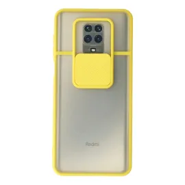 Newface Xiaomi Redmi Note 9 Pro Kılıf Palm Buzlu Kamera Sürgülü Silikon - Sarı