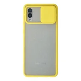 Newface Samsung Galaxy A02 Kılıf Palm Buzlu Kamera Sürgülü Silikon - Sarı