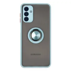 Newface Samsung Galaxy A04S Kılıf Montreal Yüzüklü Silikon Kapak - Buz Mavi