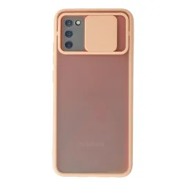 Newface Samsung Galaxy A02S Kılıf Palm Buzlu Kamera Sürgülü Silikon - Pembe