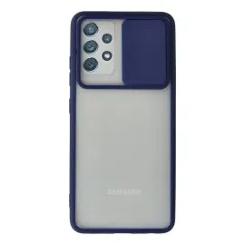 Newface Samsung Galaxy A52 Kılıf Palm Buzlu Kamera Sürgülü Silikon - Lacivert