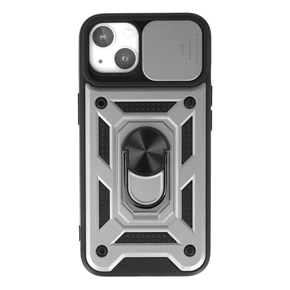 Newface Iphone 15 Kılıf Pars Lens Yüzüklü Silikon - Gümüş