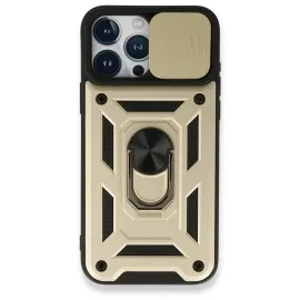 Newface Iphone 15 Pro Kılıf Pars Lens Yüzüklü Silikon - Gold