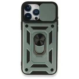 Newface Iphone 15 Pro Kılıf Pars Lens Yüzüklü Silikon - Yeşil