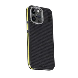 Joko Iphone 15 Pro Max Kılıf Aramid 600D Kevlar Karbon Fiber Magsafe Kapak - Sarı