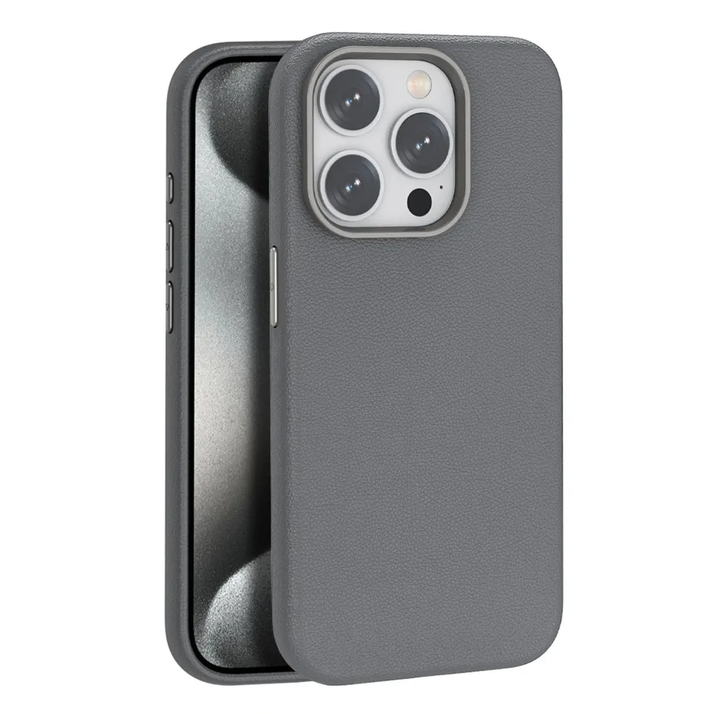 Joko Iphone 15 Pro Max Kılıf Wonder Deri Magsafe Kapak - Titan Gri