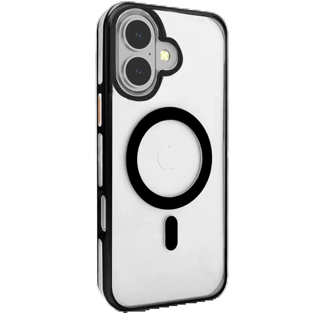 Joko Iphone 16 Gleam Pc Sert Magsafe Kılıf - Şeffaf-Siyah