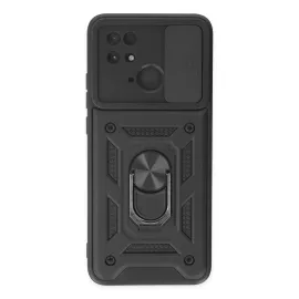 Newface Xiaomi Redmi 10C Kılıf Pars Lens Yüzüklü Silikon - Siyah