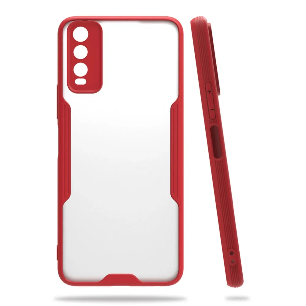 Newface Vivo Y11S Kılıf Platin Silikon - Kırmızı
