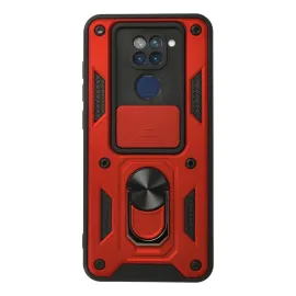 Newface Xiaomi Redmi Note 9 Kılıf Pars Lens Yüzüklü Silikon - Kırmızı