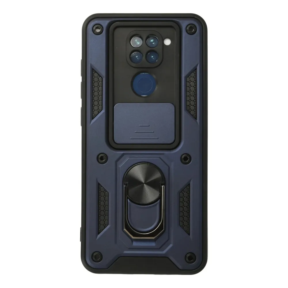 Newface Xiaomi Redmi Note 9 Kılıf Pars Lens Yüzüklü Silikon - Lacivert