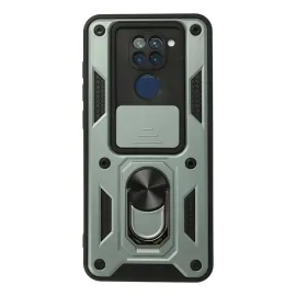 Newface Xiaomi Redmi Note 9 Kılıf Pars Lens Yüzüklü Silikon - Yeşil