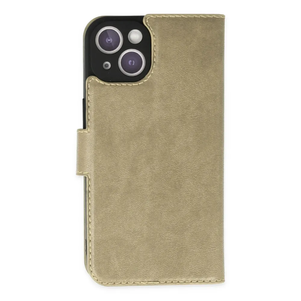 Newface Iphone 14 Kılıf Trend S Plus Kapaklı Kılıf - Gold