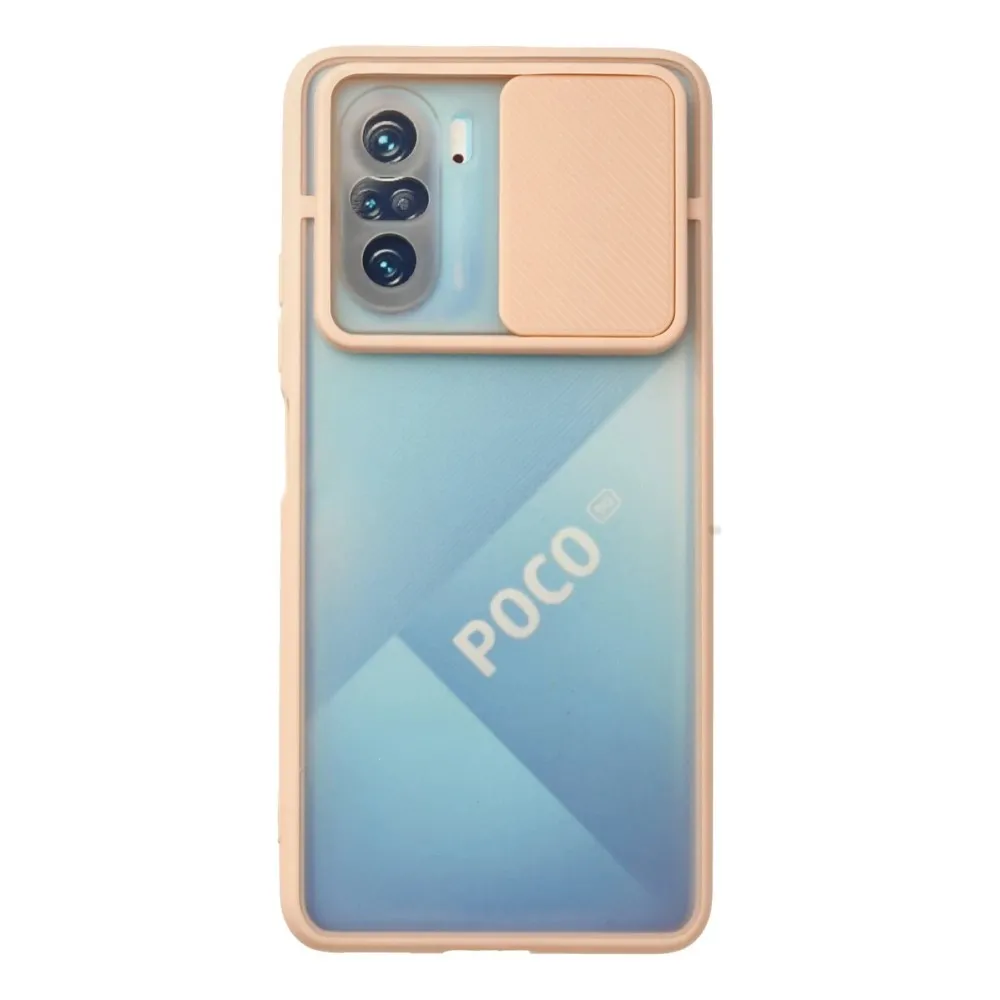 Newface Xiaomi Poco F3 Kılıf Palm Buzlu Kamera Sürgülü Silikon - Pembe