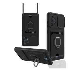 Newface Samsung Galaxy A72 Kılıf Zuma Kartvizitli Yüzüklü Silikon - Siyah