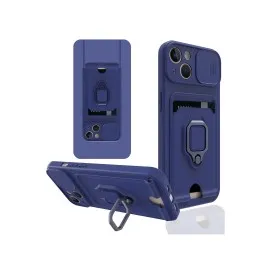 Newface iPhone 15 Kılıf Zuma Kartvizitli Yüzüklü Silikon - Lacivert