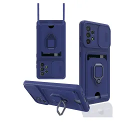 Newface Samsung Galaxy A72 Kılıf Zuma Kartvizitli Yüzüklü Silikon - Lacivert