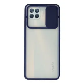 Newface Oppo Reno 4 Lite Kılıf Palm Buzlu Kamera Sürgülü Silikon - Lacivert