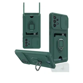 Newface Samsung Galaxy A72 Kılıf Zuma Kartvizitli Yüzüklü Silikon - Yeşil