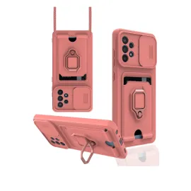 Newface Samsung Galaxy A72 Kılıf Zuma Kartvizitli Yüzüklü Silikon - Pembe