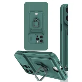 Newface Iphone 15 Pro Kılıf Zuma Kartvizitli Yüzüklü Silikon - Yeşil