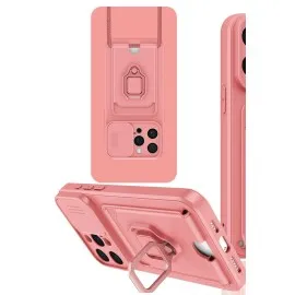 Newface iPhone 15 Pro Kılıf Zuma Kartvizitli Yüzüklü Silikon - Pembe