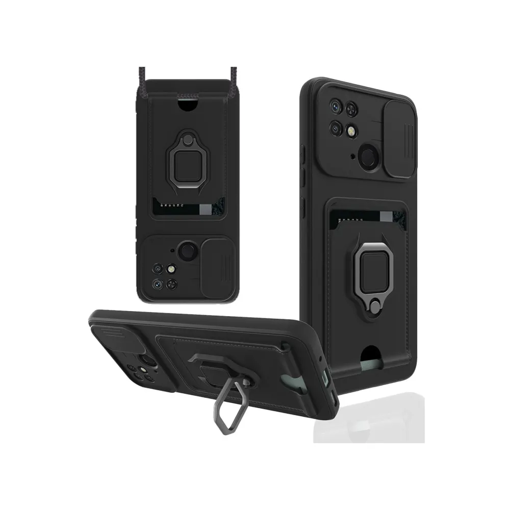 Newface Xiaomi Redmi 10C Kılıf Zuma Kartvizitli Yüzüklü Silikon - Siyah