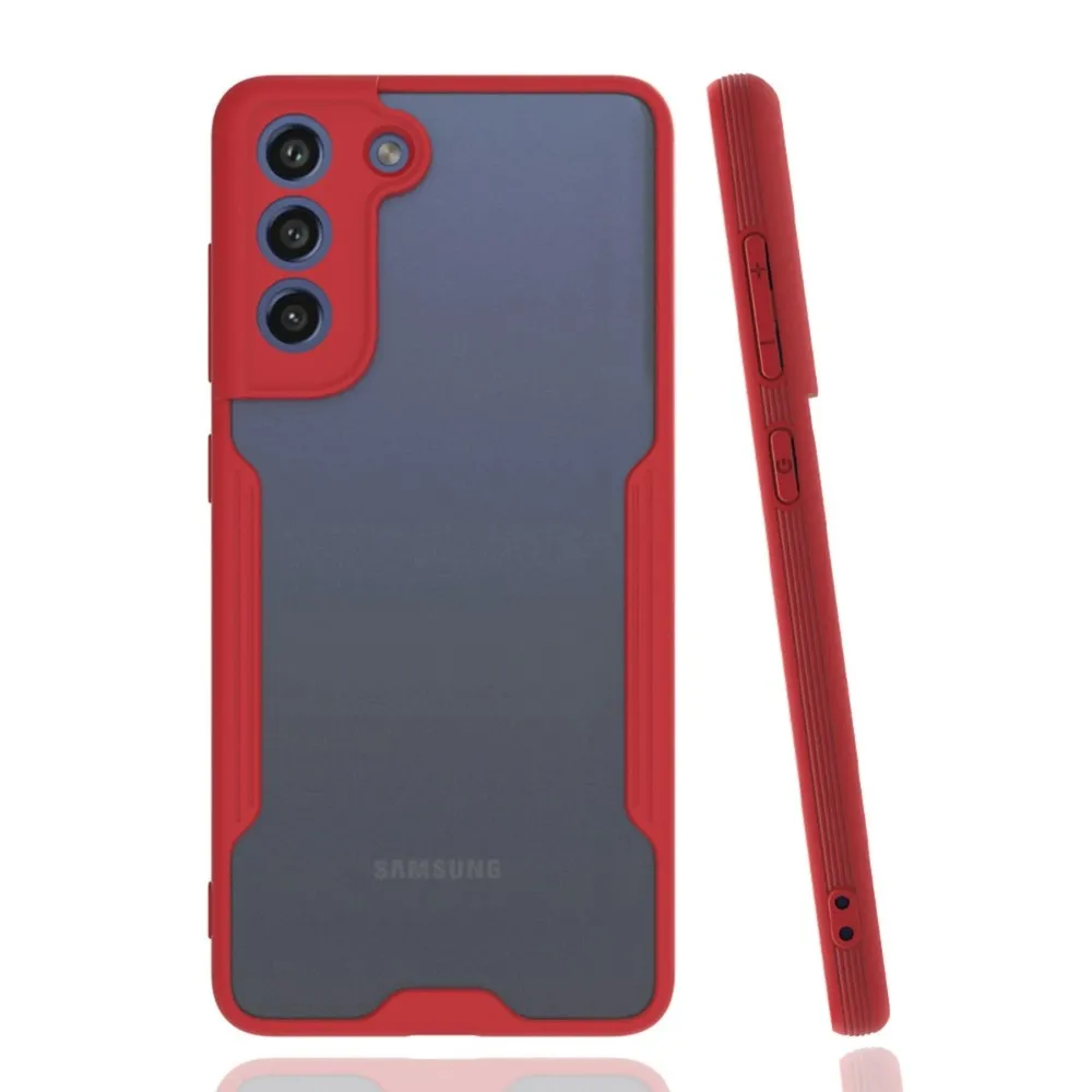 Newface Samsung Galaxy S21 Fe Kılıf Platin Silikon - Kırmızı