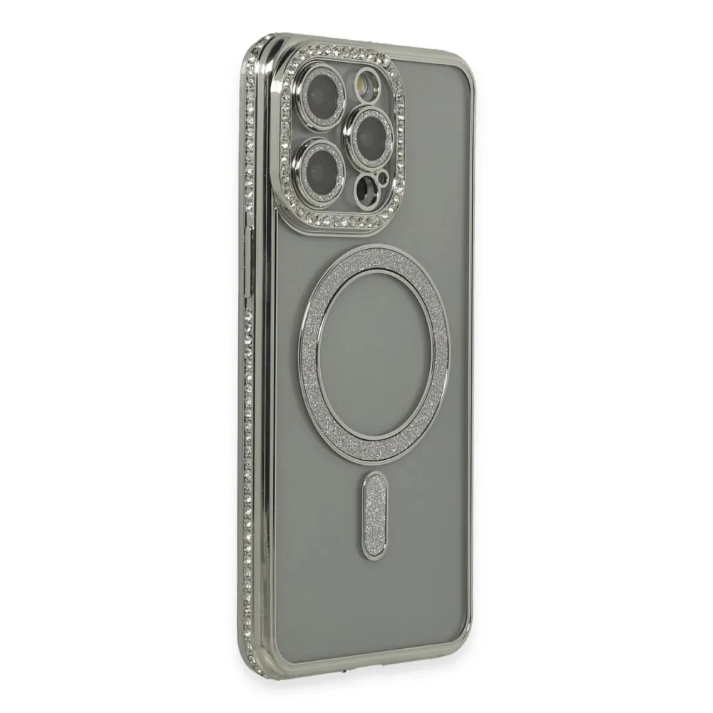 Newface Iphone 15 Pro Kılıf Joke Simli Magneticsafe Kılıf - Gri