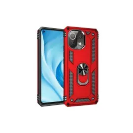 Newface Xiaomi Mi 11 Lite Kılıf Sofya Yüzüklü Silikon Kapak - Kırmızı