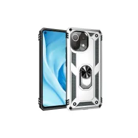 Newface Xiaomi Mi 11 Lite Kılıf Sofya Yüzüklü Silikon Kapak - Gümüş