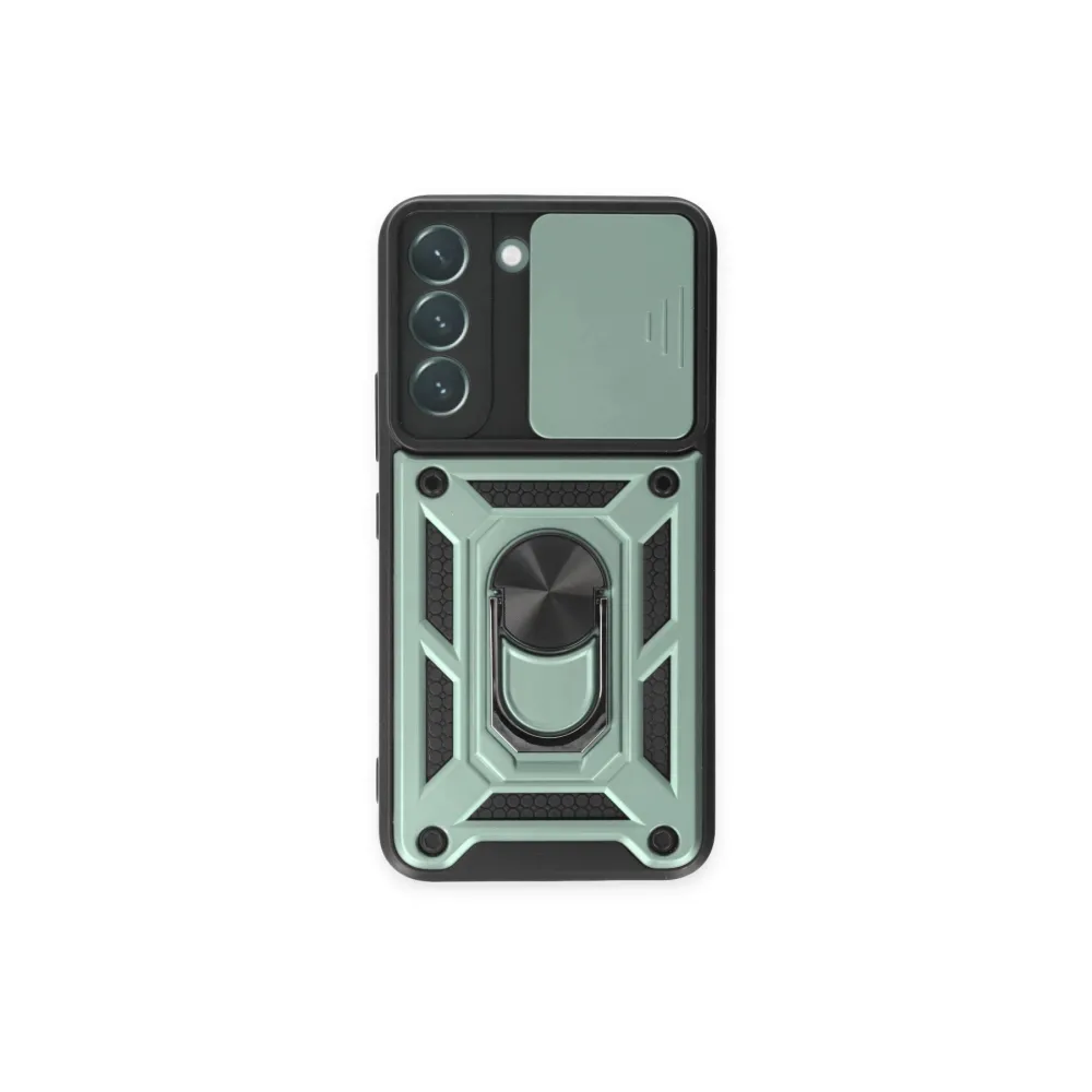 Newface Samsung Galaxy S23 Kılıf Pars Lens Yüzüklü Silikon - Yeşil