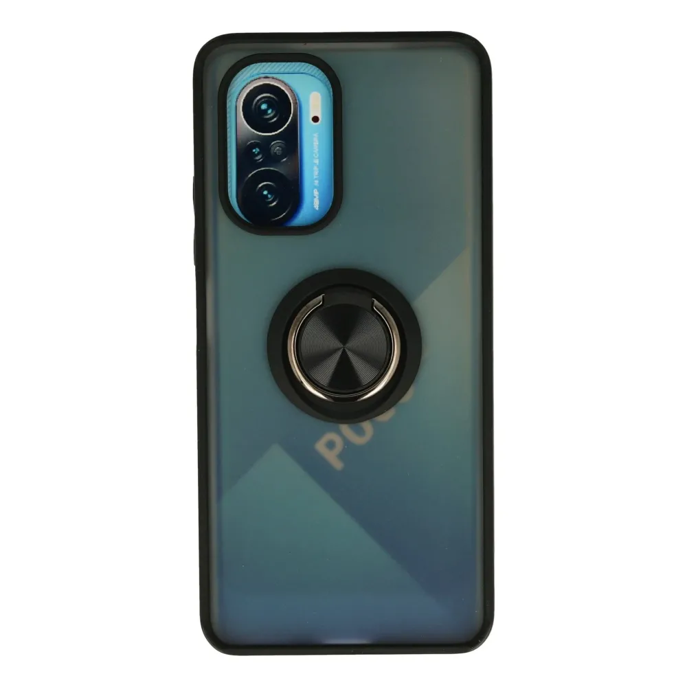 Newface Xiaomi Redmi K40 Kılıf Montreal Yüzüklü Silikon Kapak - Siyah