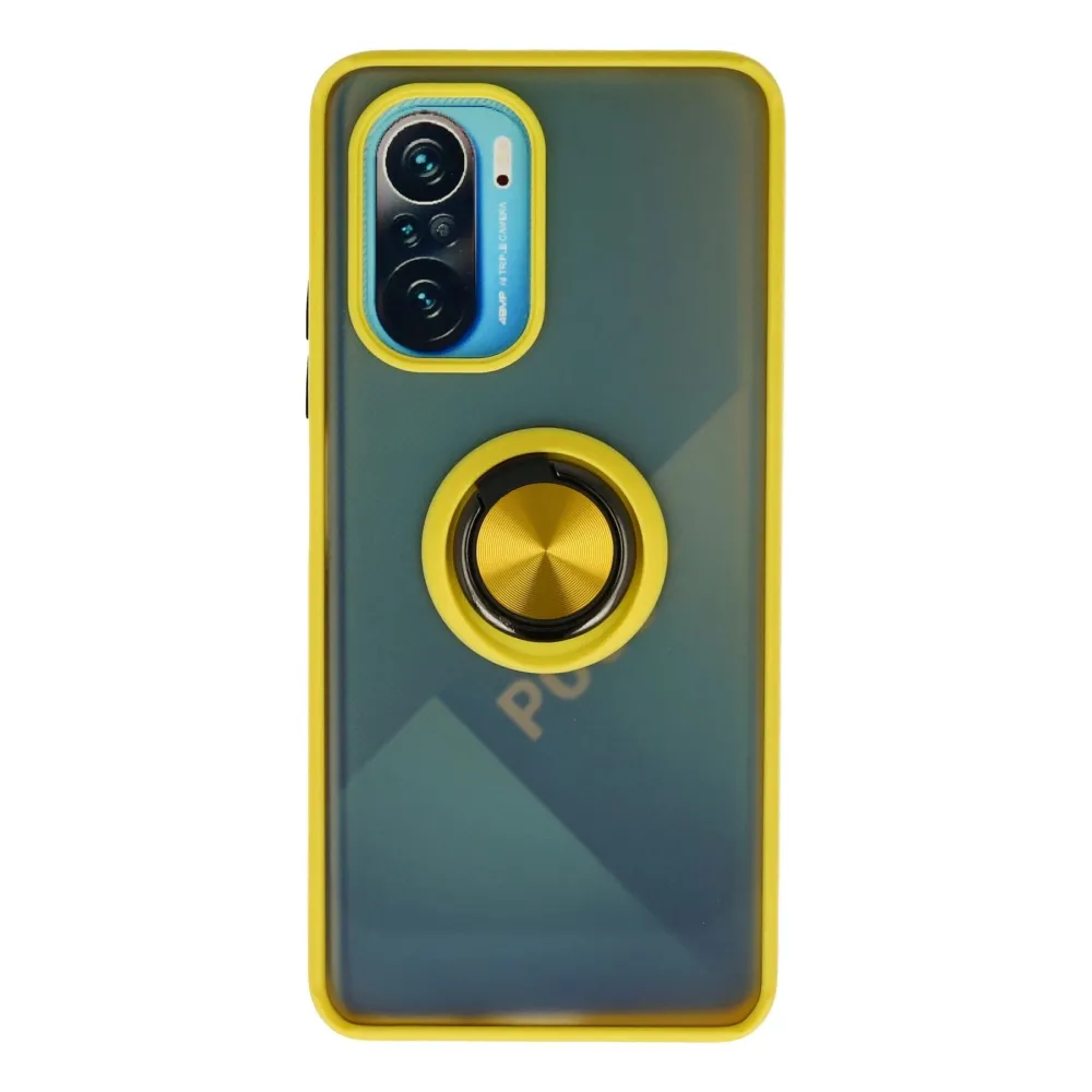 Newface Xiaomi Redmi K40 Kılıf Montreal Yüzüklü Silikon Kapak - Sarı