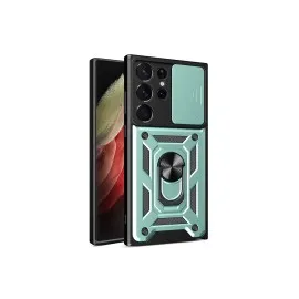 Newface Samsung Galaxy S23 Ultra Kılıf Pars Lens Yüzüklü Silikon - Yeşil