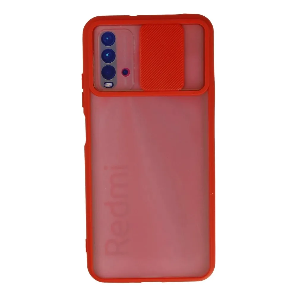 Newface Xiaomi Redmi 9T Kılıf Palm Buzlu Kamera Sürgülü Silikon - Kırmızı