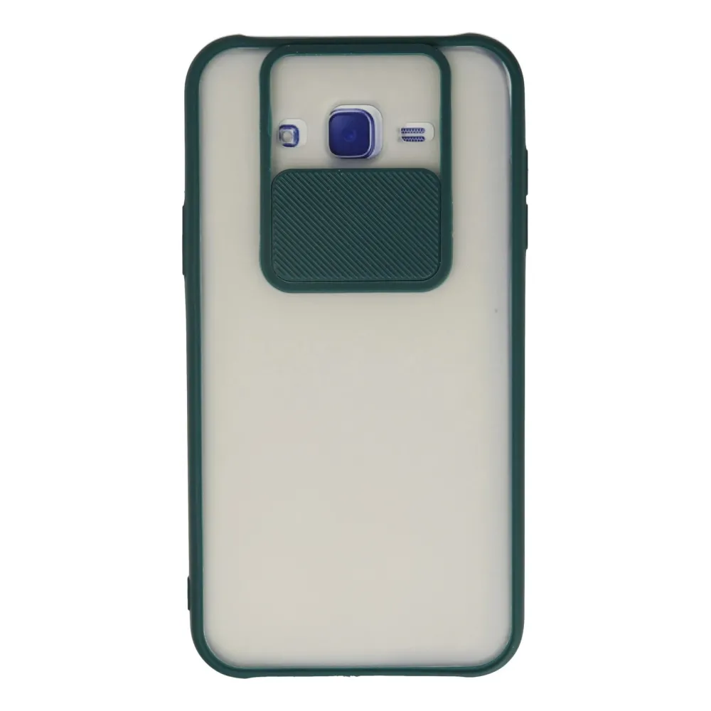 Newface Samsung Galaxy J7 Kılıf Palm Buzlu Kamera Sürgülü Silikon - Yeşil