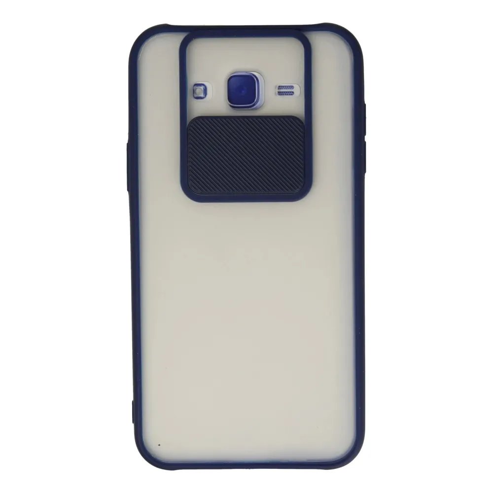 Newface Samsung Galaxy J7 Kılıf Palm Buzlu Kamera Sürgülü Silikon - Lacivert