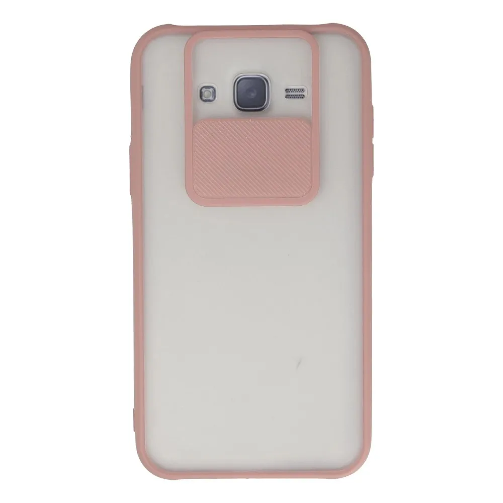 Newface Samsung Galaxy J7 Kılıf Palm Buzlu Kamera Sürgülü Silikon - Pembe