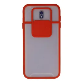 Newface Samsung Galaxy J7 Pro / J730 Kılıf Palm Buzlu Kamera Sürgülü Silikon - Kırmızı