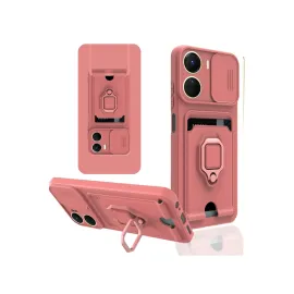 Newface Vivo Y16 Kılıf Zuma Kartvizitli Yüzüklü Silikon - Pembe